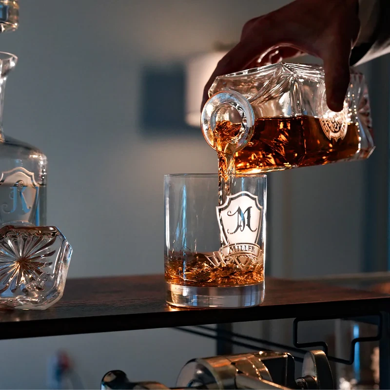 Custom whiskey glass practical support